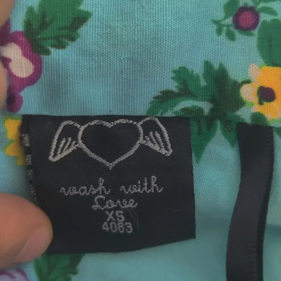 Hell Bunny Floral Print Fit & Flare Turquoise Dree Sleeveless Belted Sz XS Retro - Picture 6 of 8